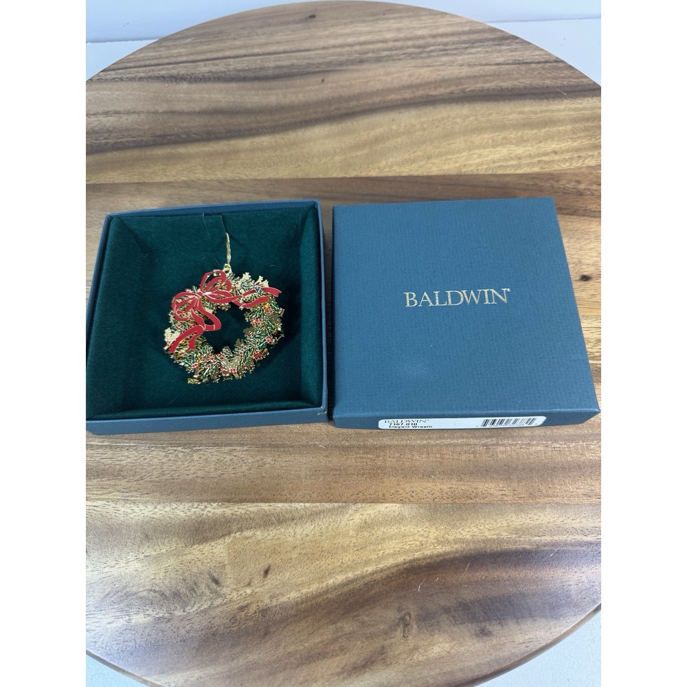 Vintage Baldwin Brass Elegant Wreath w/24kt Gold Finish Ornament 1998 NIB